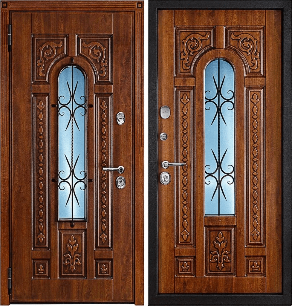 Дверь со стеклопакетом DKS-16 (Со стеклом (окном) и ковкой)
