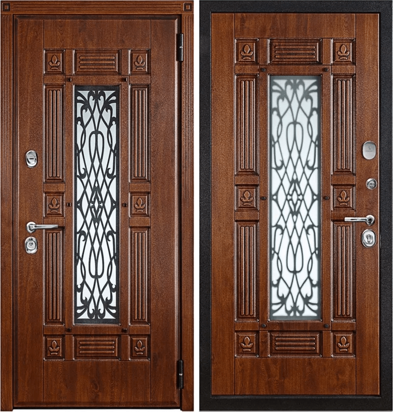 Дверь с окном DKS-08 (Со стеклом (окном) и ковкой)