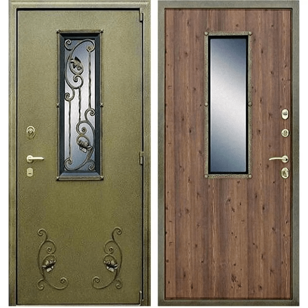 Дверь со стеклом DKS-02 (Со стеклом (окном) и ковкой)